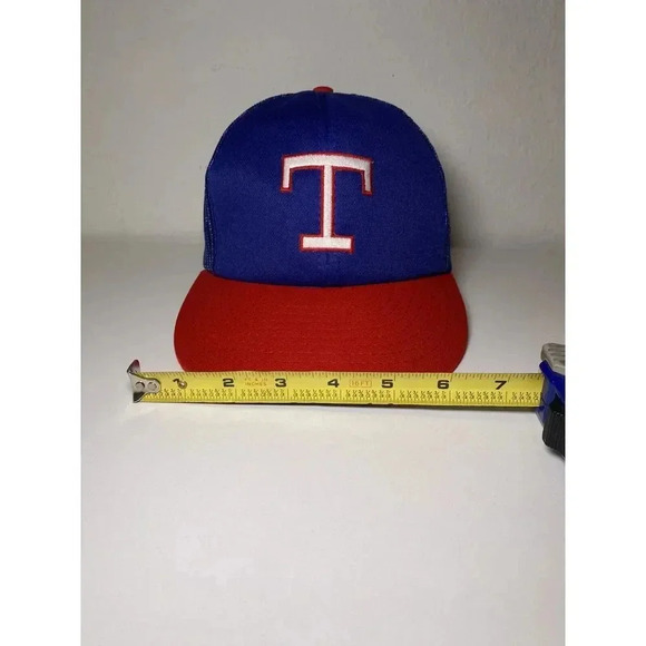 Vintage 80s Texas Rangers Snapback Trucker Mesh Snapback Hat Cap MLB Baseball - Picture 12 of 15